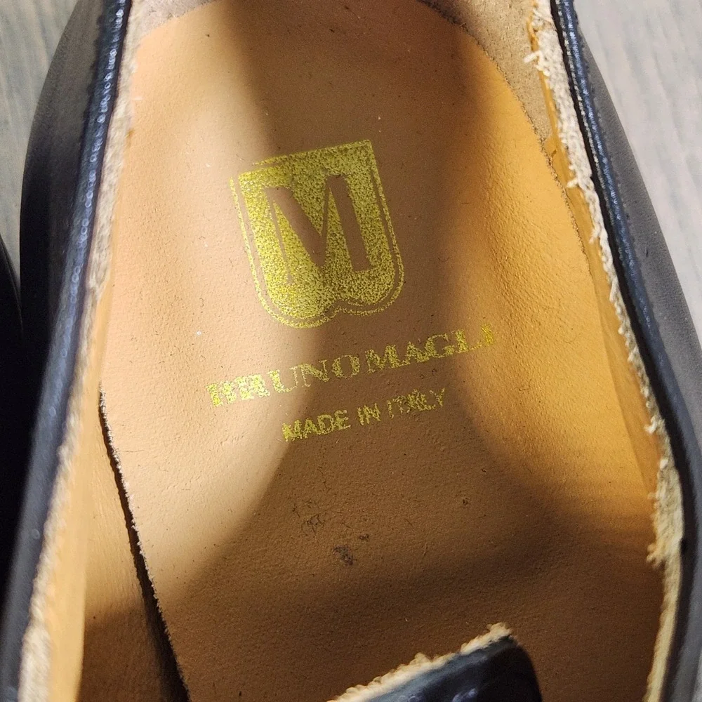 9.5 Bruno Magli Ricci Men's Black Leather Cap Toe Oxford Dress Shoes Worn Once